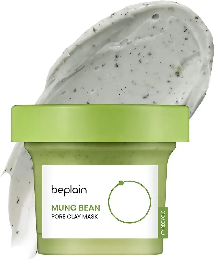 beplain Mung Bean Pore Clay Mask | Blackhead Removal facial Mud Pack | Deep Pore Cleansing Wash Off Pack | Gentle Facial Exfoliator | Korean Skincare | 4.05 fl.oz
