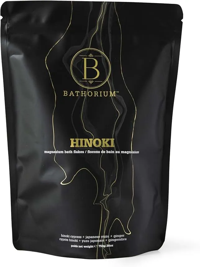 Bathorium Hinoki Mineral Magnesium Chloride Bath Flake, Relaxing Bath Soak with Japanese Hinoki, Detoxifying, pH Balanced for Wome…