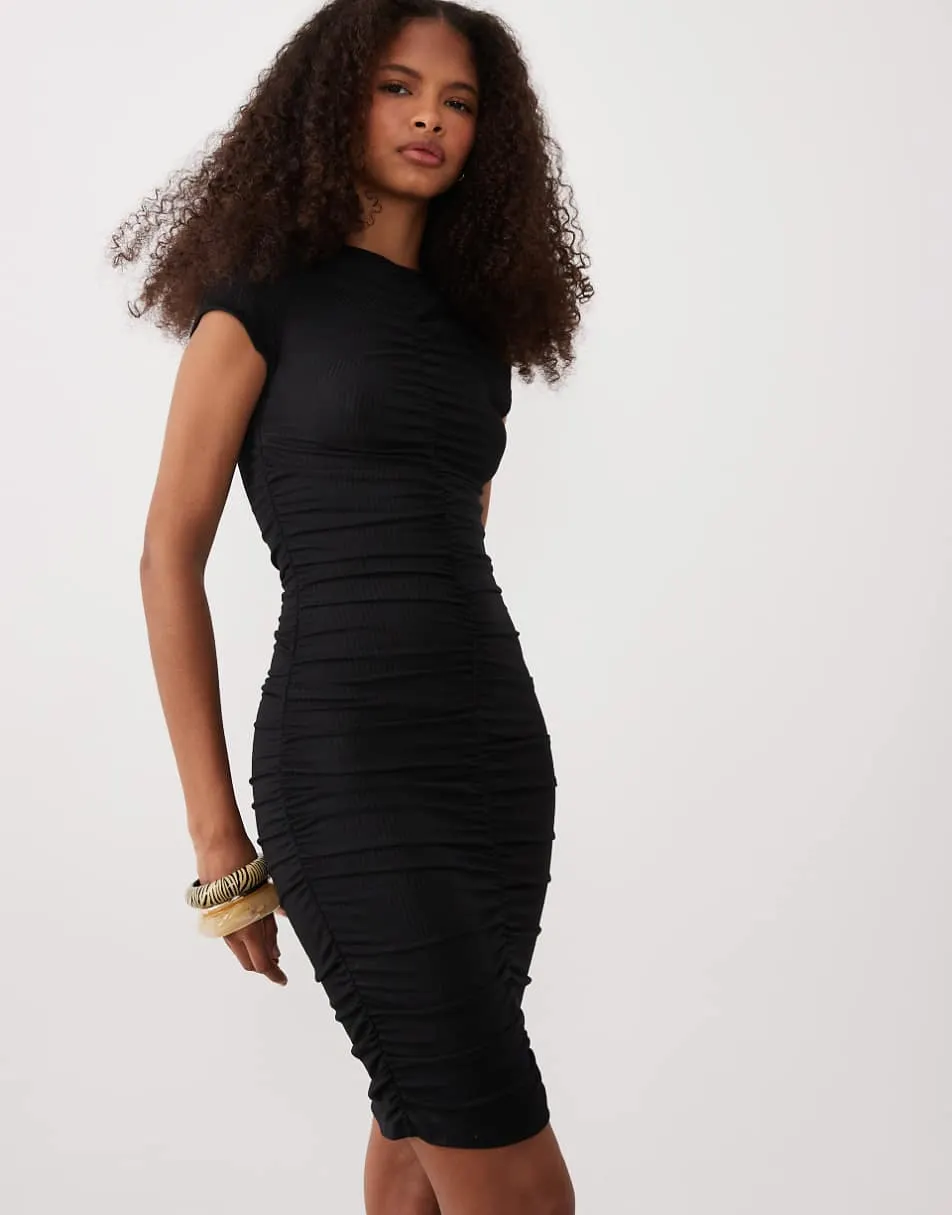 ASOS DESIGN scrunch front mini dress in black
