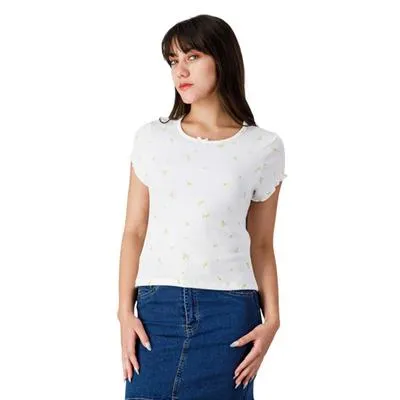 Playera Mxstaza Mujer Corta Tipo Acanlada Diseño De Flores