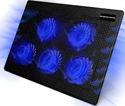 Notebook Laptop Kühler Ständer mit 5 x LED Beleuchtet Lüfter 2 USB Unterlage 12-17 Zoll USB-Stromversorgung PS4 Pro Playstation 4 Cooler Retoo