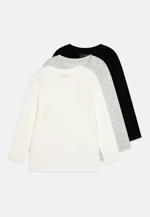3 PACK UNISEX - Langermet topp - black/white/mottled light grey
