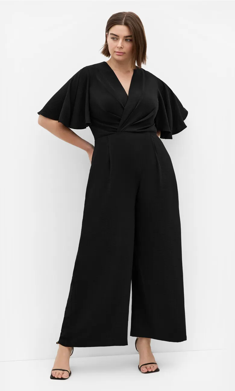 Braelynn V Neck Jumpsuit - black