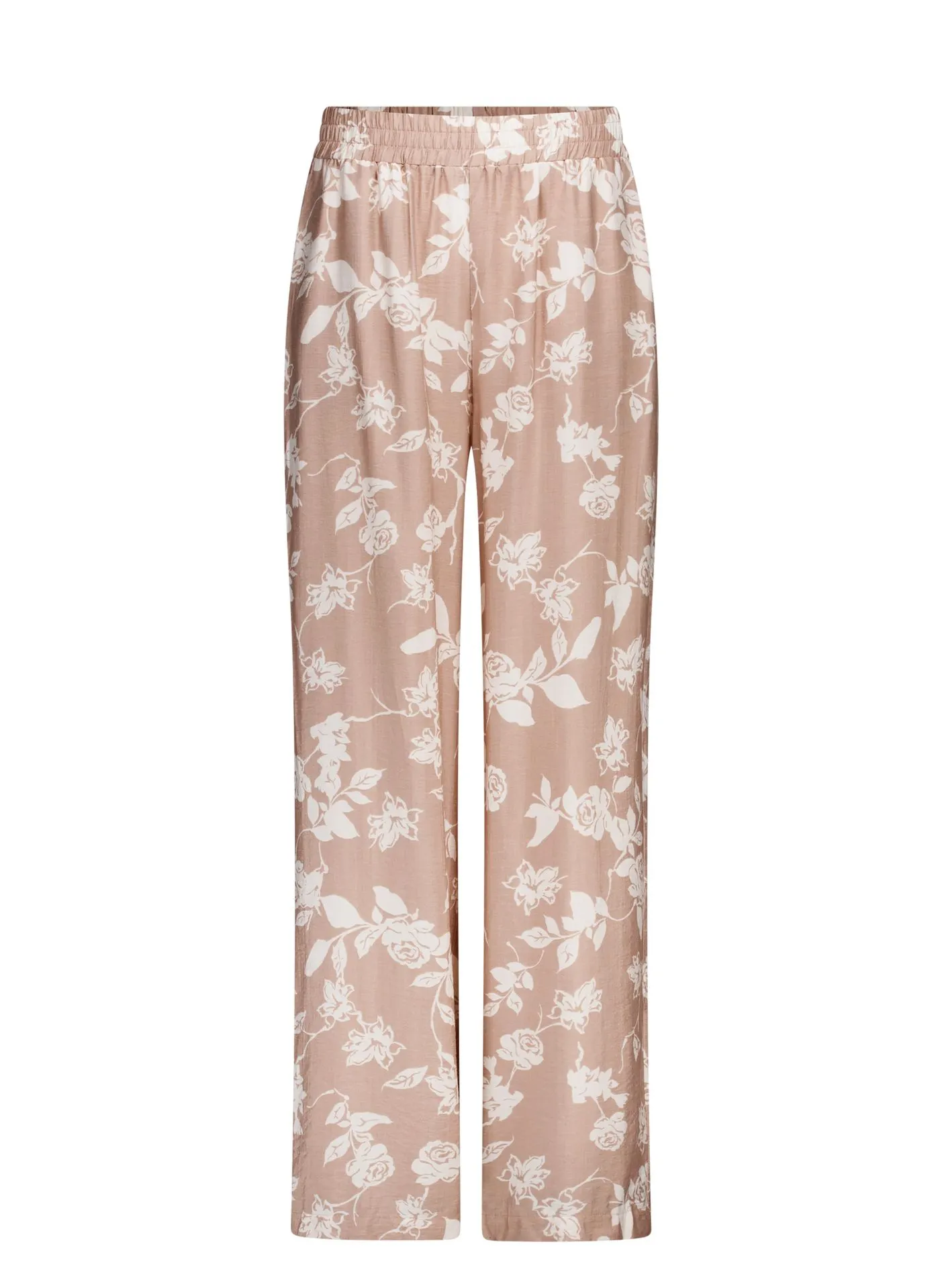 Wide fit broek | Zandkleurig | Bloemen