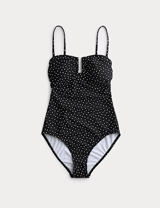 Badeanzug mit U-Ausschnitt und Punktmuster