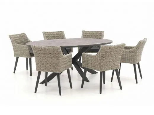 Manifesto Matese/Fidenza ovaal 220cm dining tuinset 7-delig