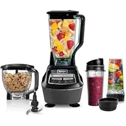 Ninja Kitchen System | All-in-One Food Processor & Blender for Smoothies | Includes Pitcher, (2) 16 oz. To-Go Cups & 8-Cup Bowl | Makes Salsa, Dough, Shakes, & Frozen Drinks | 1500W | Black | BL770