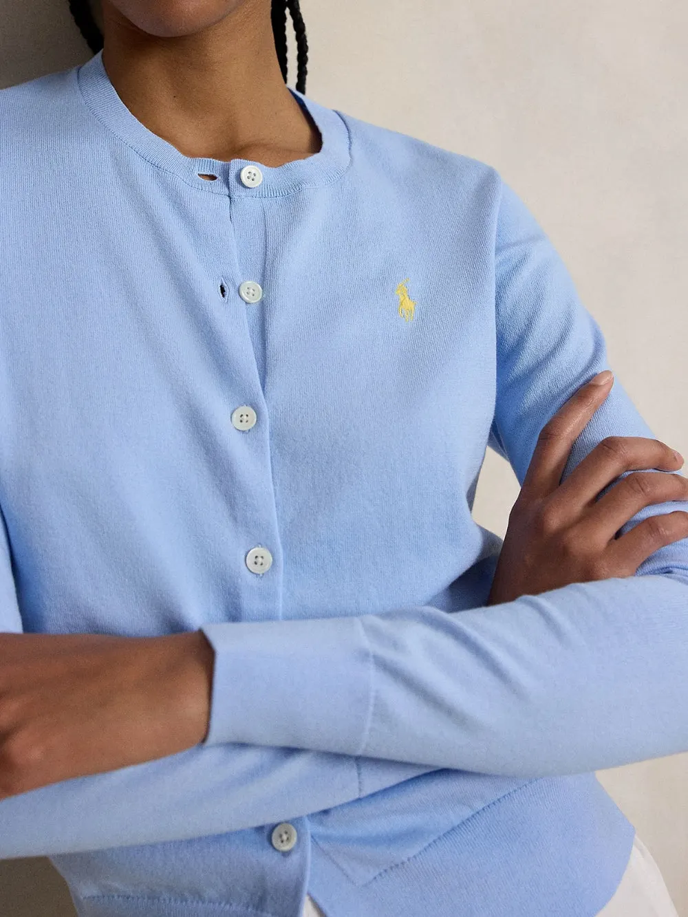 COTTON CREWNECK CARDIGAN