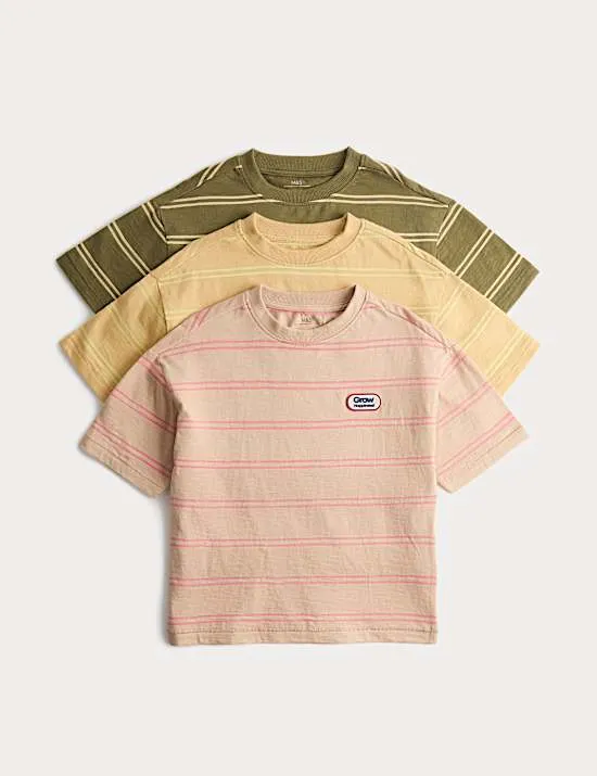 3er-Pack Gestreifte T-Shirts aus reiner Baumwolle (2–8 J.)