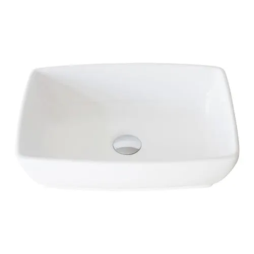Stylish Porcelain Rectangular 19-inches TopMounted Vessel Bathroom Sink White