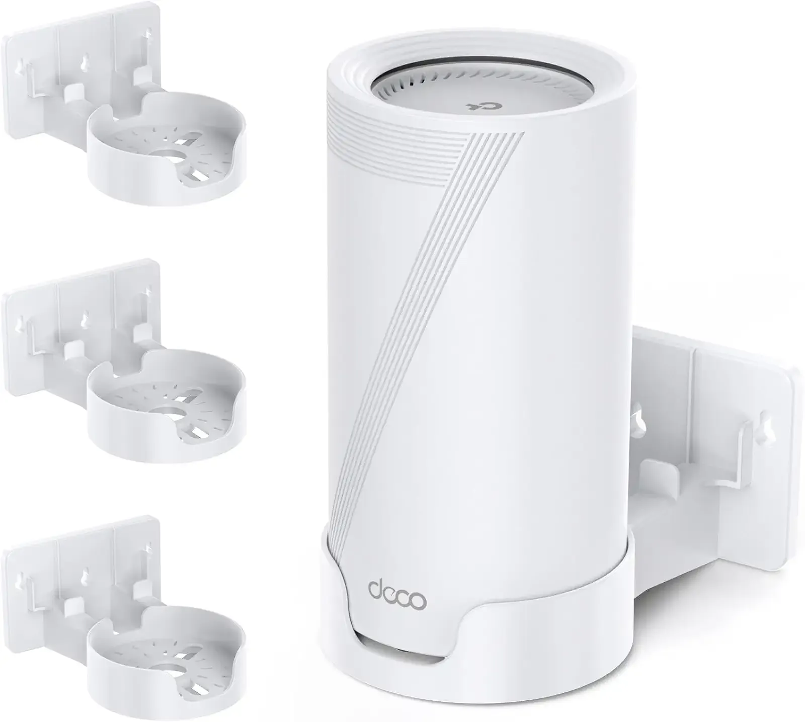 Wall Mount for TP-Link Deco BE75/BE85/BE95/BE10000/BE17000/BE22000/BE33000 Mesh WiFi 7, Upgraded ABS Bracket Holder with Cable & Power Adapter Storage, Easy Installation (White-3)
