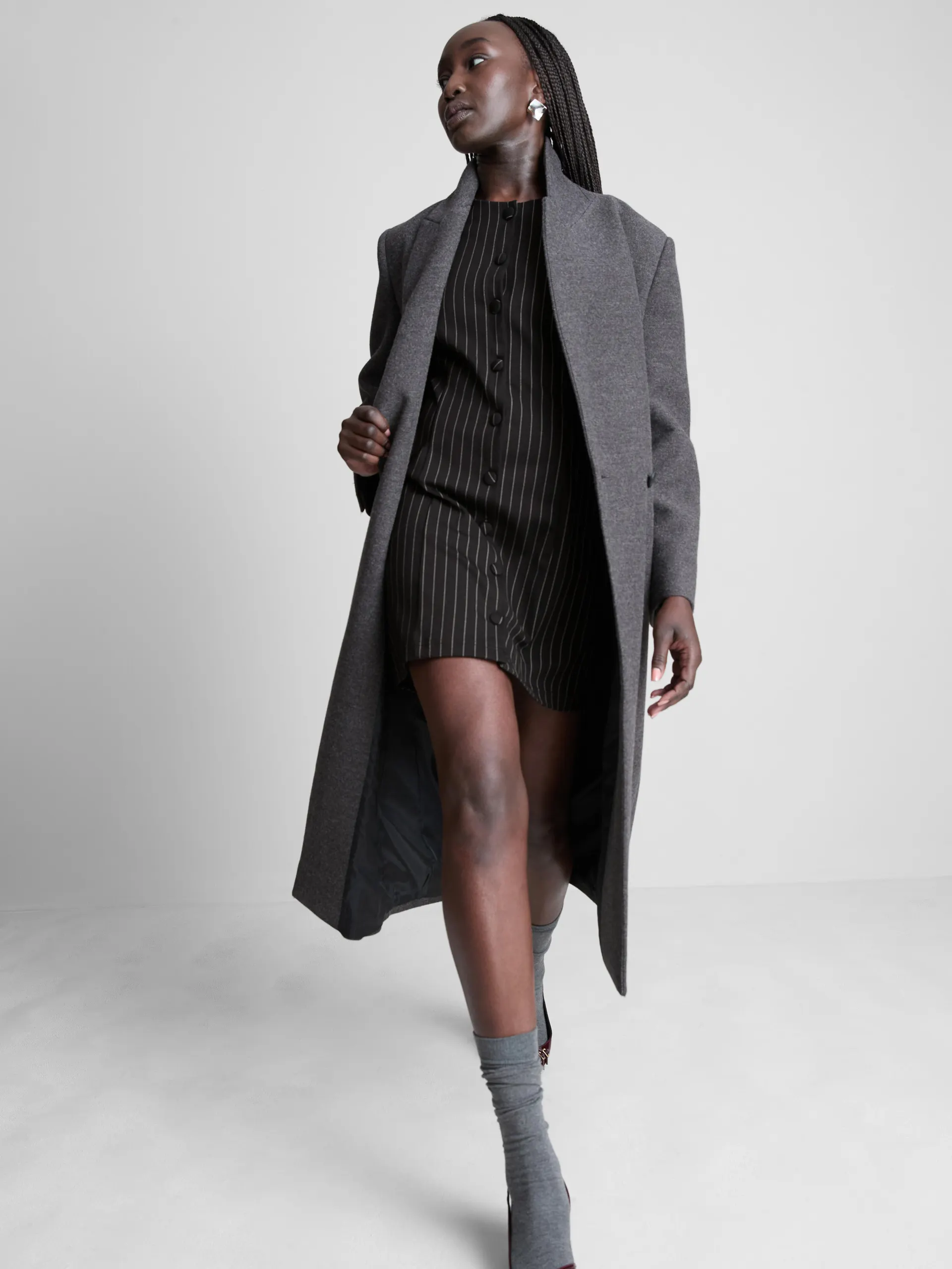 Mini robe droite à fines rayures