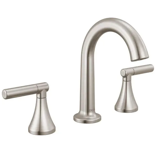 Delta Foundations Design Series Modern 8 in.​ Widespread 2 Handle Bathroom Sink Faucet in Brushed Nickel
