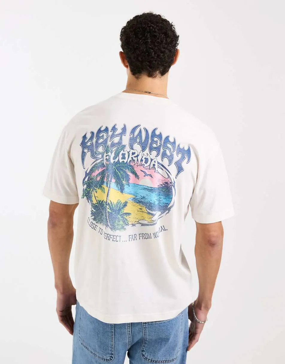Hollister destination back graphic boxy oversized t-shirt in white