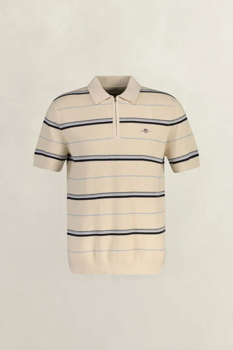 Stripet Zip Polo Genser