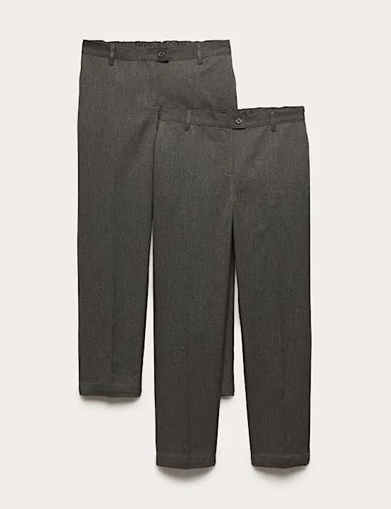 2 Pack Girls' Plus Fit Regular Leg Trousers (2-18 Yrs)
