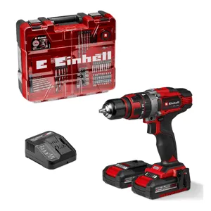 Taladro percutor a batería EINHELL 18V - 2 baterias - Tope de profundidad - Power X-Change TE-CD 18/50 Li-i +64 Kit