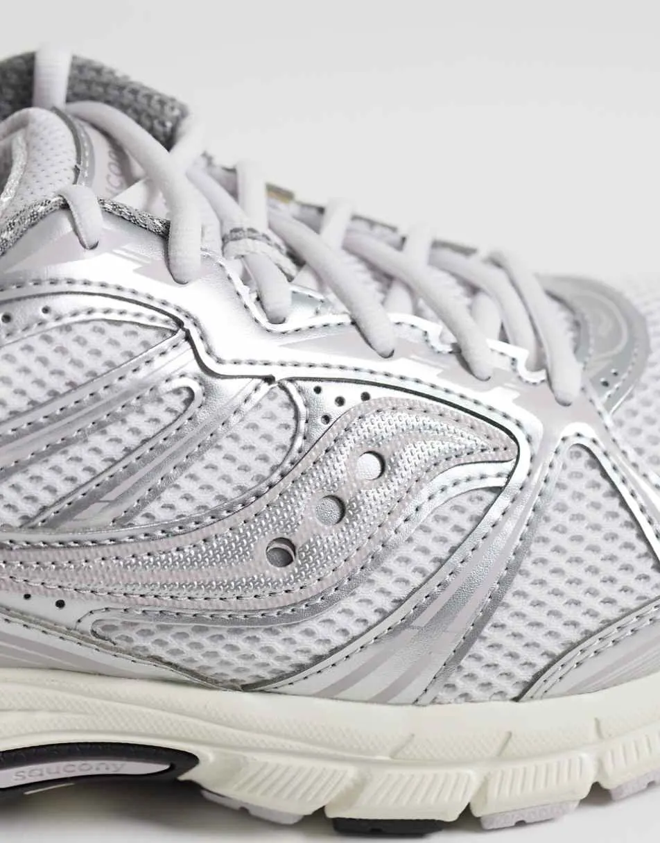 Saucony Grid Legacy trainers in silver and cream