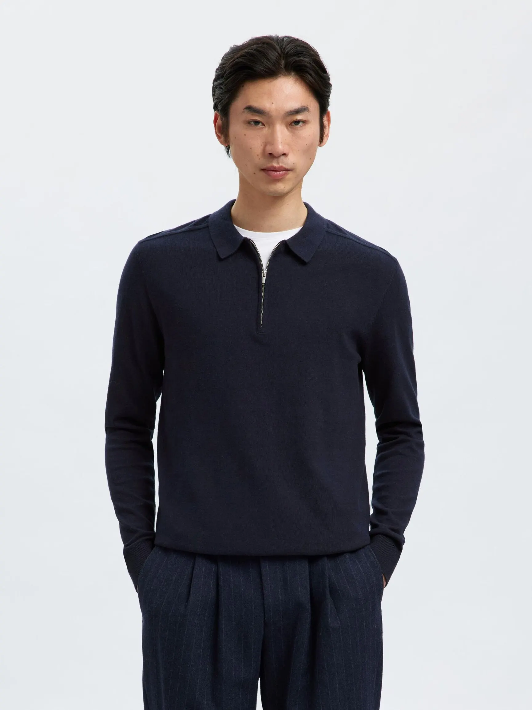 STRIKKET LANGERMET POLO