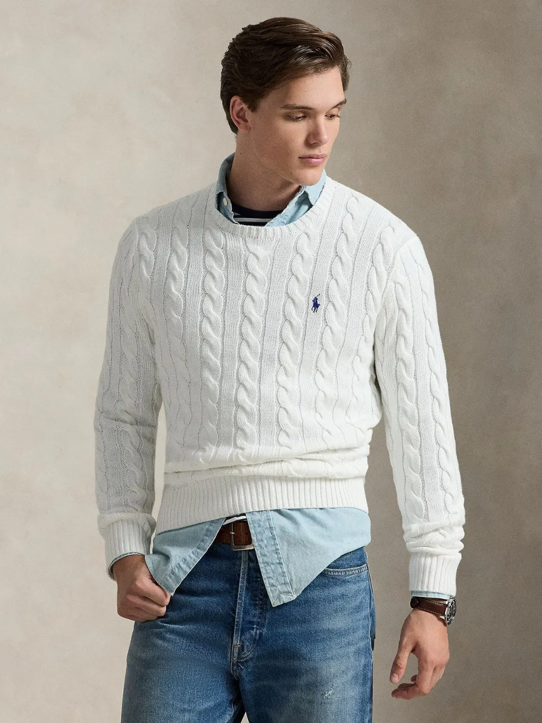 CABLE-KNIT COTTON SWEATER