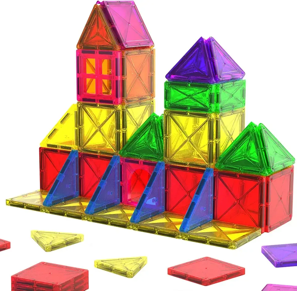 Crenova Magnetic Tiles Toddler Magnet Toys, Mini Magnetic Building Blocks for Kids Ages 3+ Travel Set, Educational Toy for Boys Girls Sensory Play Preschool Learning Classroom Must Haves