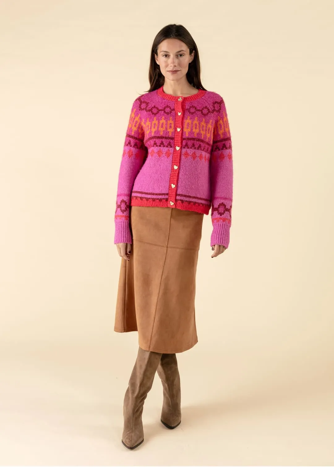 Ljusbrun kjol i mockaimitation