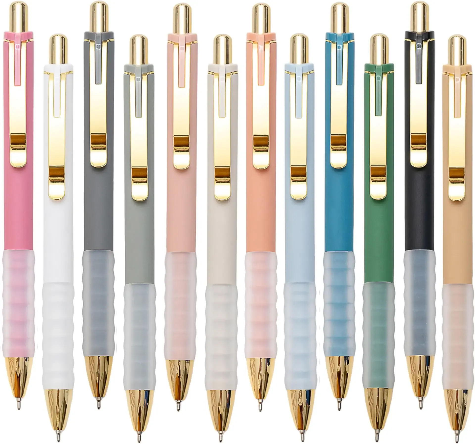 1.0mm Ballpoint Pens Retractable Cute Black Ink Pens with Silicone Grip Smooth Writing Suitable for Office, Note-taking (12 pcs)