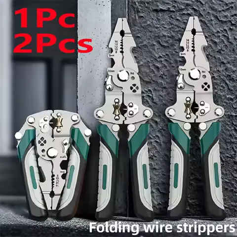 1/2 Foldable 18-in-1 Wire Stripping Pliers Crimping Tool Multifunctional Electrician Pliers, Professional-Grade Electrician Tools | Compact Foldable Design for Secure Connections and DIY Projects