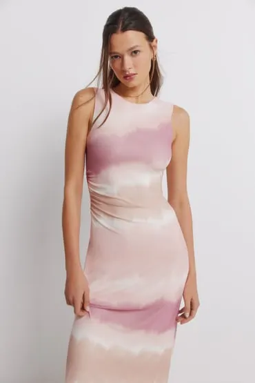 Vestido malla fruncido