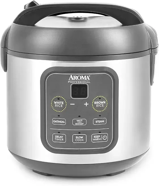 AROMA Professional Digital Rice Cooker, Multicooker, 4-Cup (Uncooked) / 8-Cup (Cooked), Steamer, Slow Cooker, Grain Cooker, 2Qt, Stainless Steel Exterior, ARC-994SG