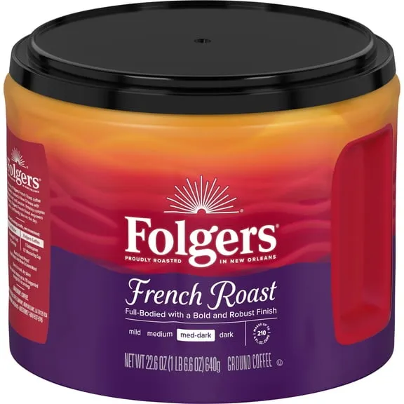 Best seller Folgers French Roast Ground Coffee, Medium Dark Roast, 22.6 oz Canister $14.96 66.2 ¢/oz