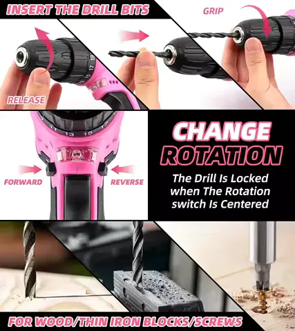 147-Piece Pink Cordless Drill Tool Set with 12V Power, Professional Home DIY Kit for Women