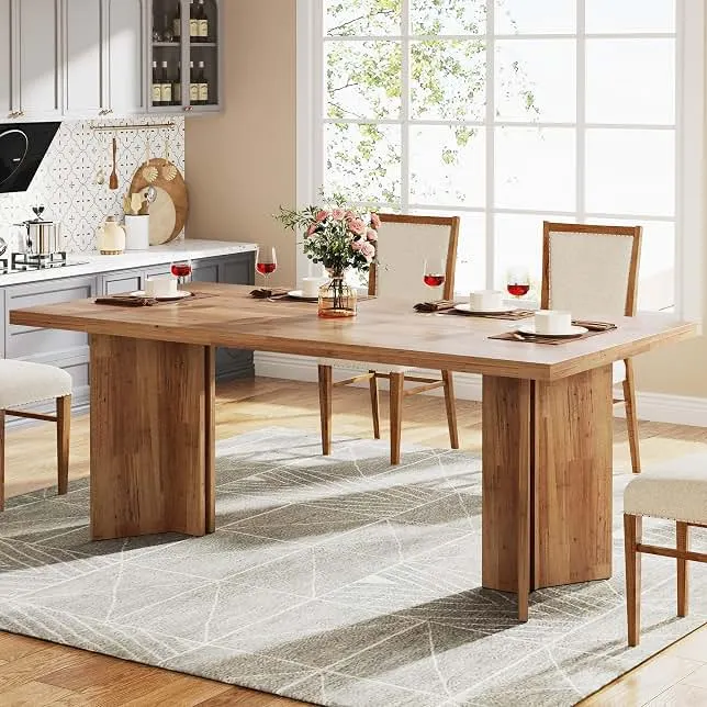 Tribesigns 63-inch Dining Table for 4-6, Farmhouse Kitchen Table with Large Tabletop, Rectangular Dinner Eating Table for Dining Room, Livin…