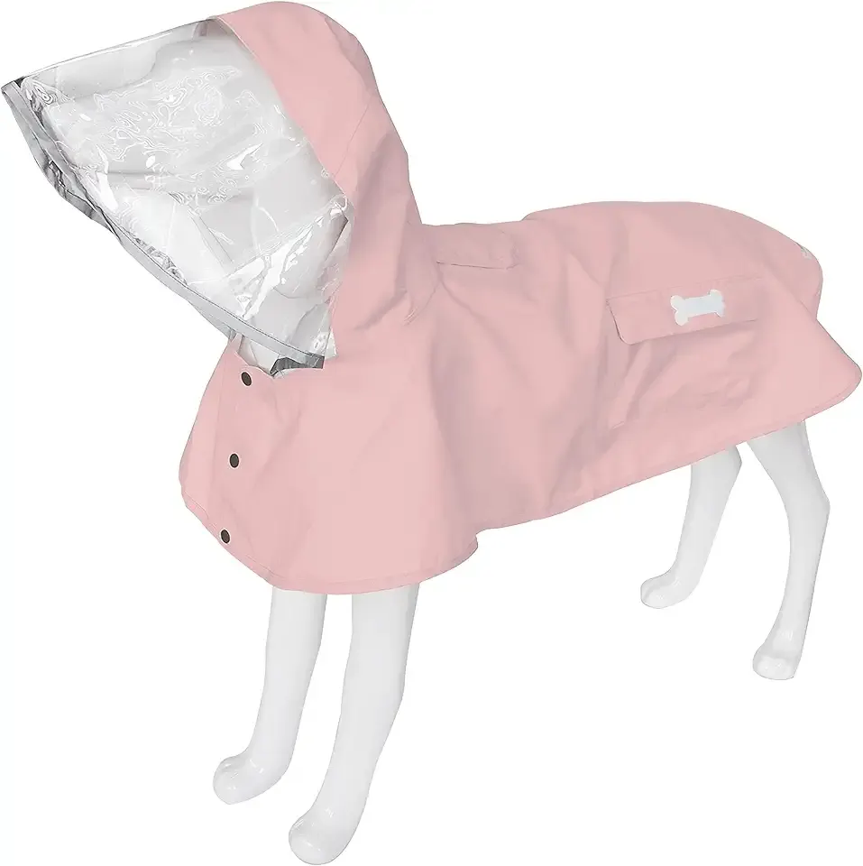 Dog Raincoat,Waterproof Rain Poncho with Hoodie, High Reflective Adjustable Pet Rain Jacket with Leash Hole for Small Medium and Large Dogs (Pink, Small)