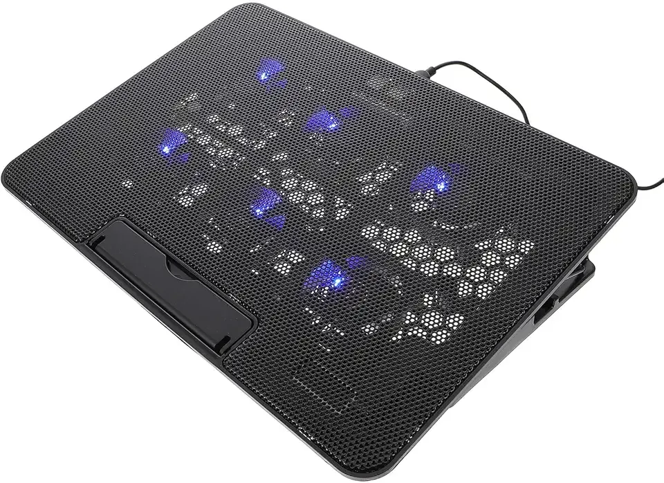 HOMSFOU Laptop Cooling Pad with 6 Fans Silent Cooling Stand for 15.6-inch Laptops Adjustable Cooler Holder for Gaming and Office Use Black