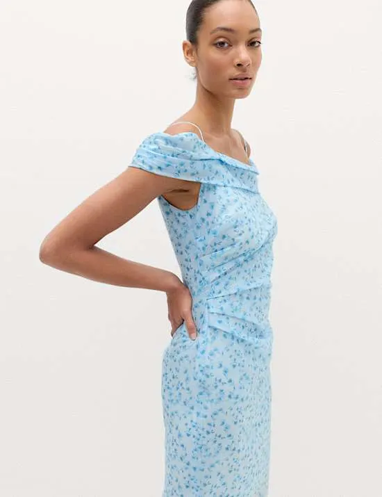 Midi-Kleid mit hohem Lyocellanteil und Blumenmuster
