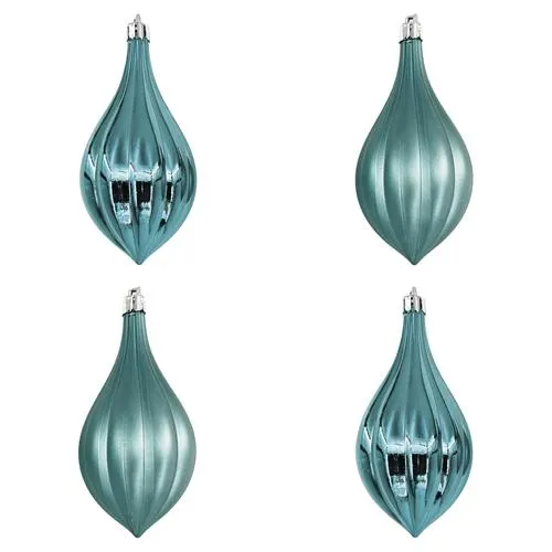 Enchanted Forest® 60mm Turquoise Pum-Packin Shatterproof Ornaments - 4 Pack