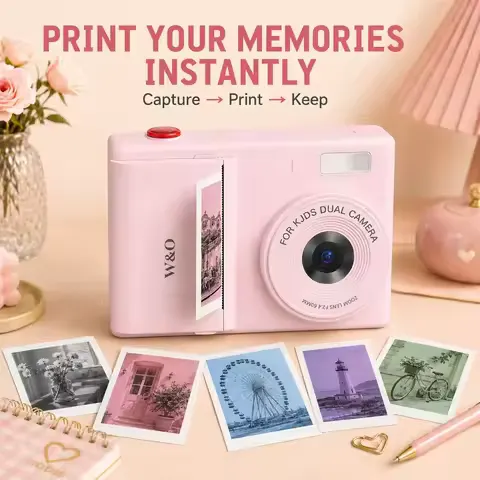 2026 New Instant Print Camera , Digital Camera with Mini Photo Printer, Portable Retro Camera for Travel, Party, Supports 2.5K video and photos up to 48MP resolution.with 32GB memory card, drawing pen, stickers, lanyard,Birthday Gift
