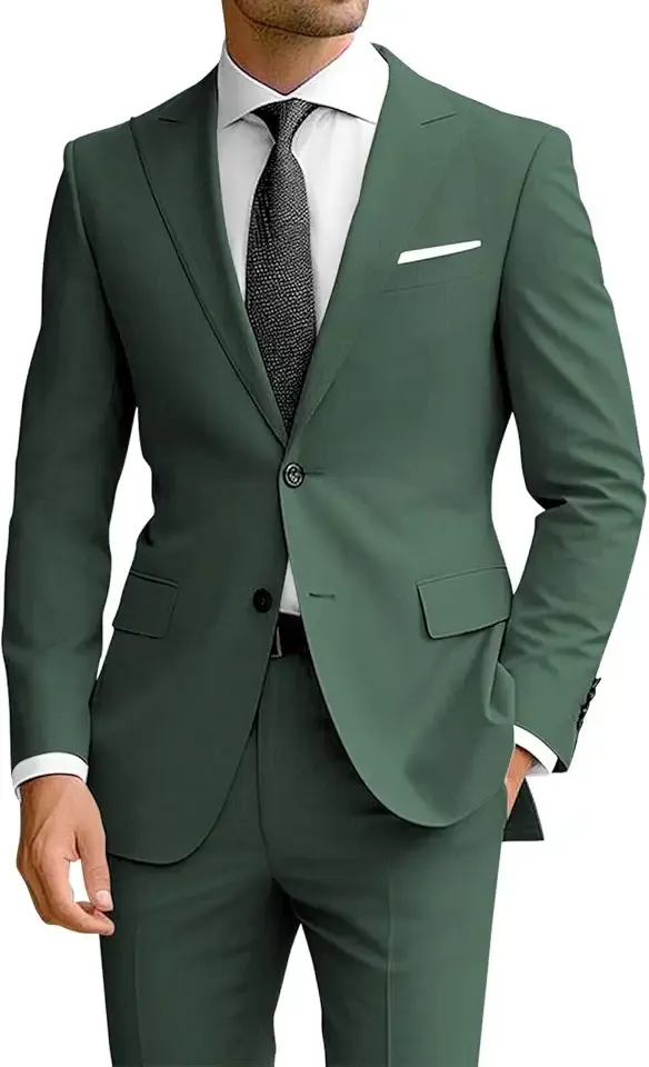 Men's 2 Piece Suit Slim Fit Suits for Men Two Button Blazer Formal Business Jacket Suit for Wedding Prom Dinner