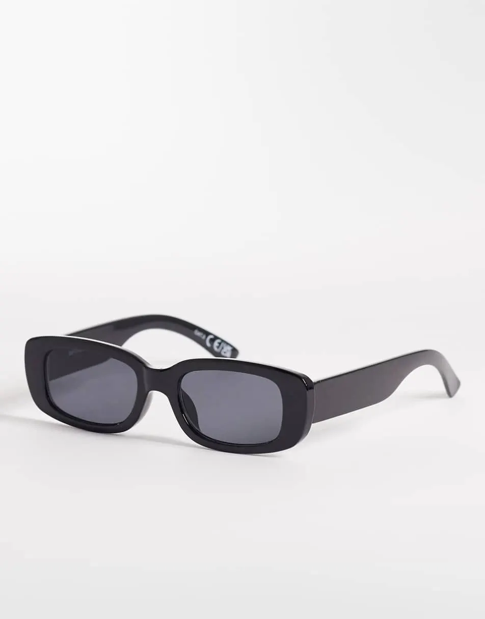 Gina Tricot slim rectangular sunglasses in black