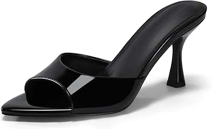 Coutgo Womens Kitten Heel Sandals Heeled Mules Pointe…