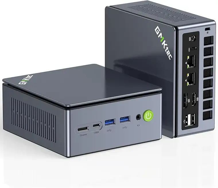 GMKtec Mini PC Gaming, M7 Ultra Ryzen 7 PRO 6850U 32GB DDR5 RAM + 512GB Hard Drive PCle SSD Oculink Dual NIC LAN 2.5G Desktop Computer, Dual USB4, HDMI 2.1, USB-C