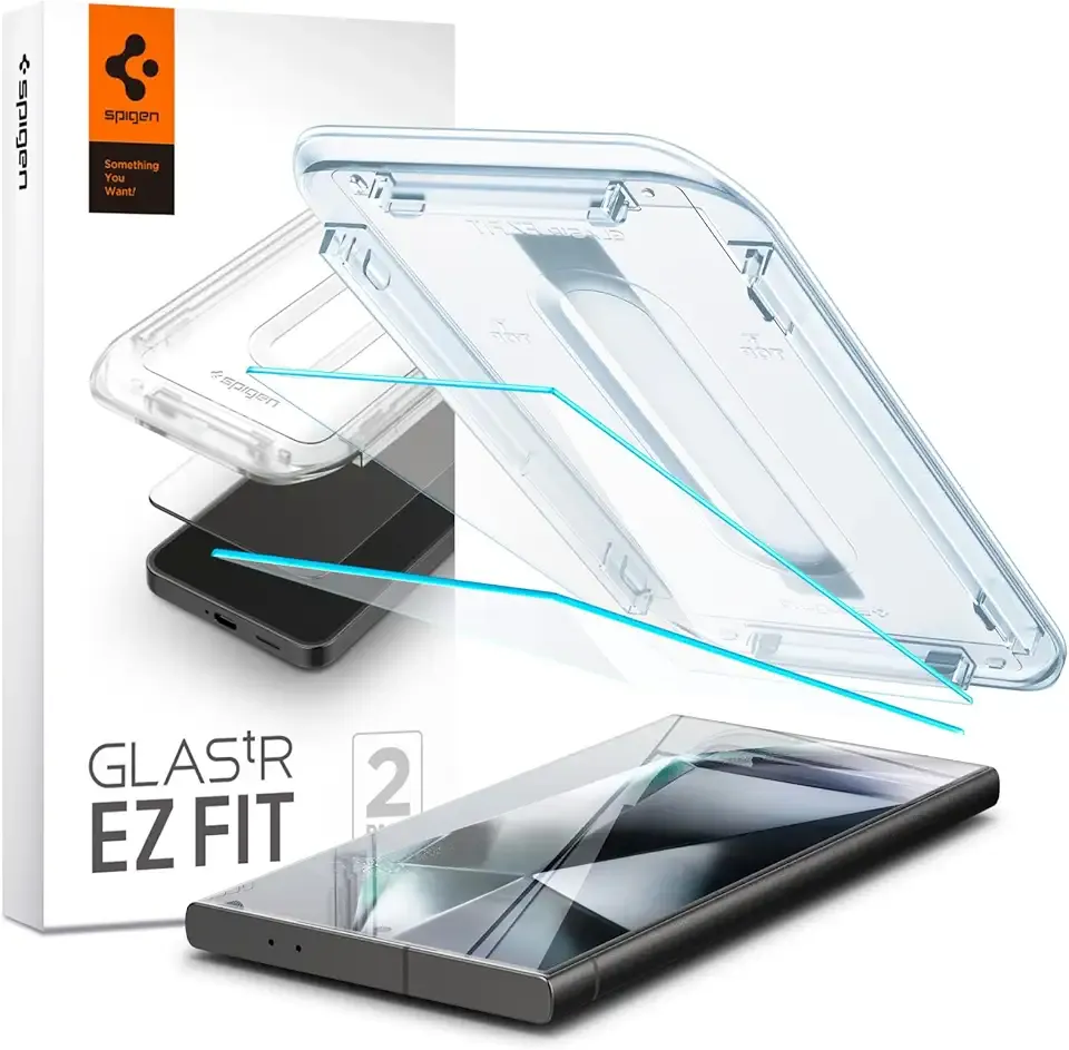 Spigen Tempered Glass Screen Protector [GlasTR EZ Fit] designed for Galaxy S24 Ultra [Case Friendly] - 2 Pack