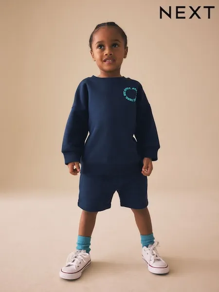 Stone Big Happy Smile Crew Neck Sweatshirt and Shorts Set (3mths-7yrs)