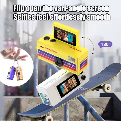 Magecam Digital Camera 180° Flip Screen Selfile Keychain Camera Retro Support Memory Card HD Very Small Camcorder Video Recorder