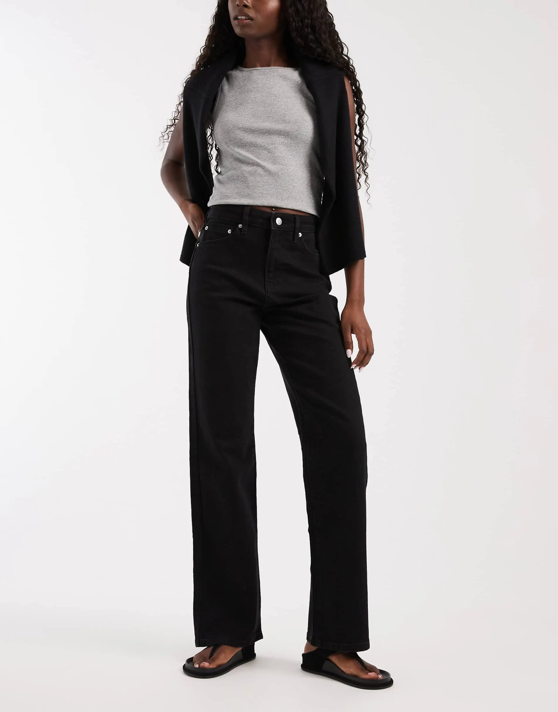 ASOS DESIGN comfort stretch straight leg jean in black