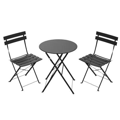 Lausaint Bistro Folding Three-Piece Set Black