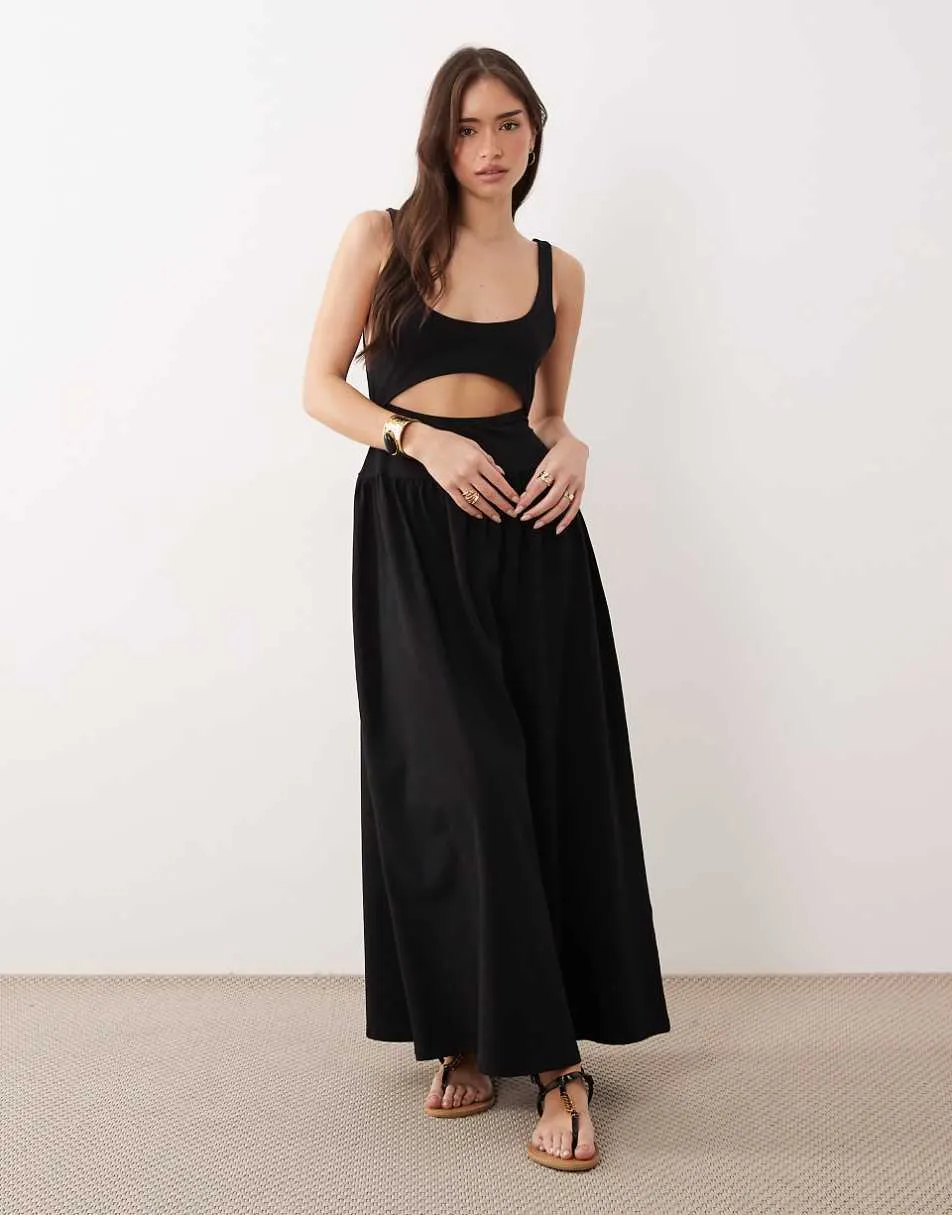 ASOS DESIGN cut out detail midaxi dress in black
