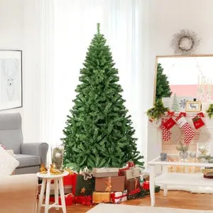 Árbol de Navidad Artificial Automatica 225 CM con 1346 Puntas de Rama PVC Ignífuga, con Soporte de Metal, Árvore de Natal Frondoso, Verde