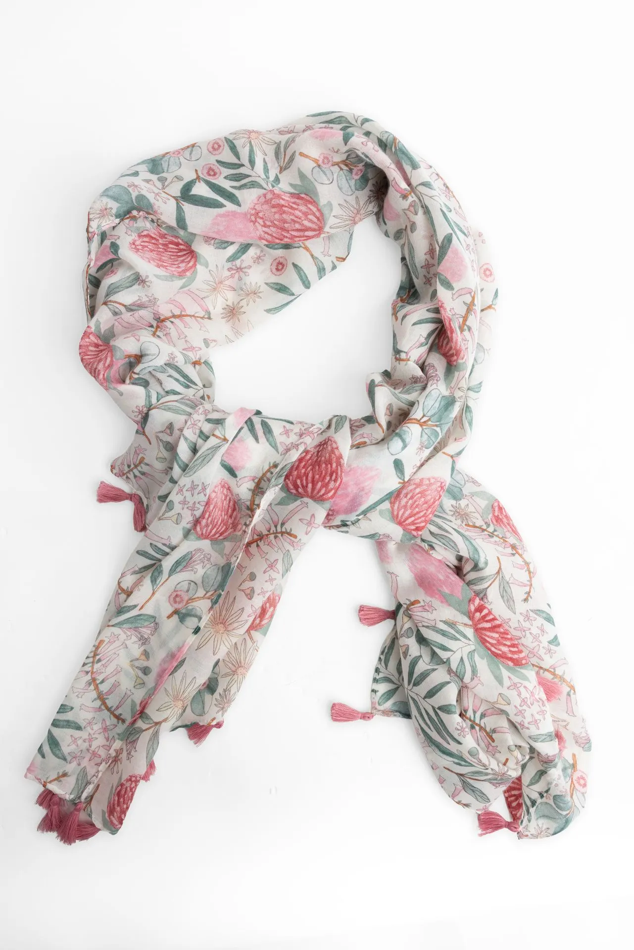 Off-white sjaal met botanische print
